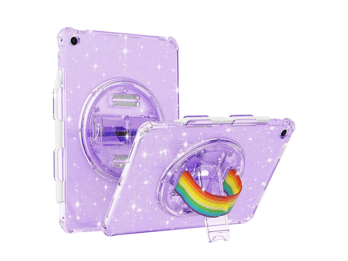 Capa Para Ipad 10.2 Polegadas, Com Suporte E Alça Giratória, Tpu+pcmulticolorstyle Glitter Purple