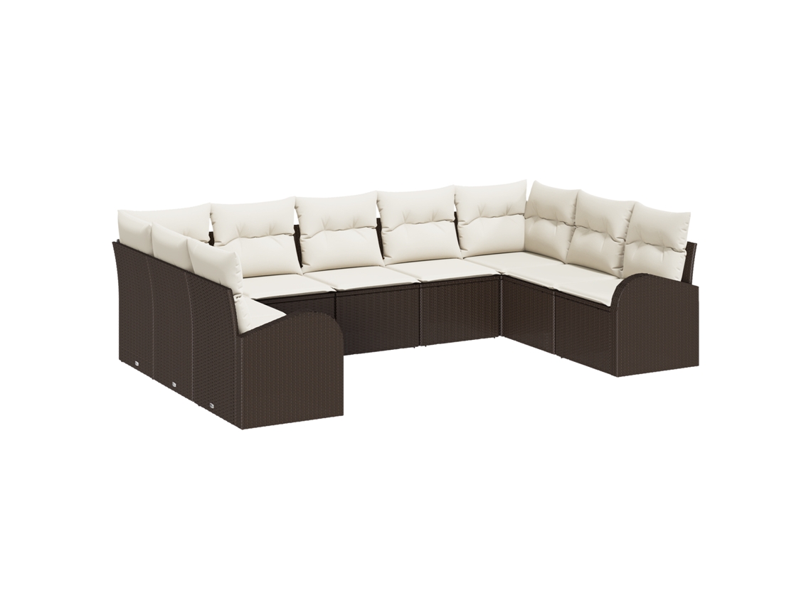 Conjunto 9 Conjunto De Sofá De Jardim Vidaxl Castanho Vime Pe (289 X 179 X 85 Cm)