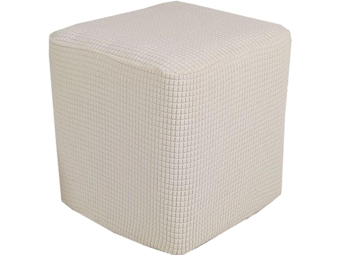 Capa Elástica Para Puff E Repousa-pés Em Poliéster E Elastano Bege 30x30x30cm