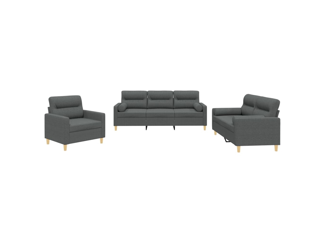 Conjunto De Sofás Vidaxl Cinzeto Tecido (78 X 77 X 80 Cm)