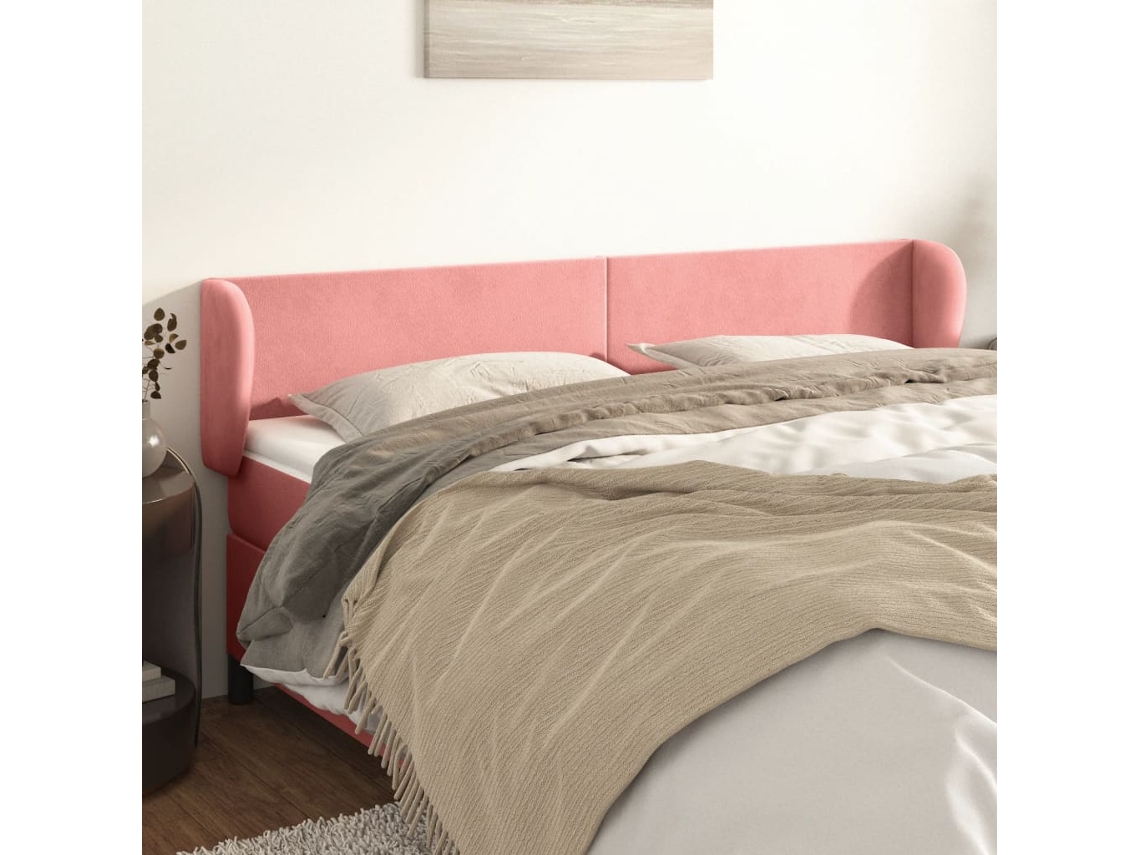 Vidaxl Cabeceira De Cama C/ Abas Veludo 163x23x78/88 Cm Rosa