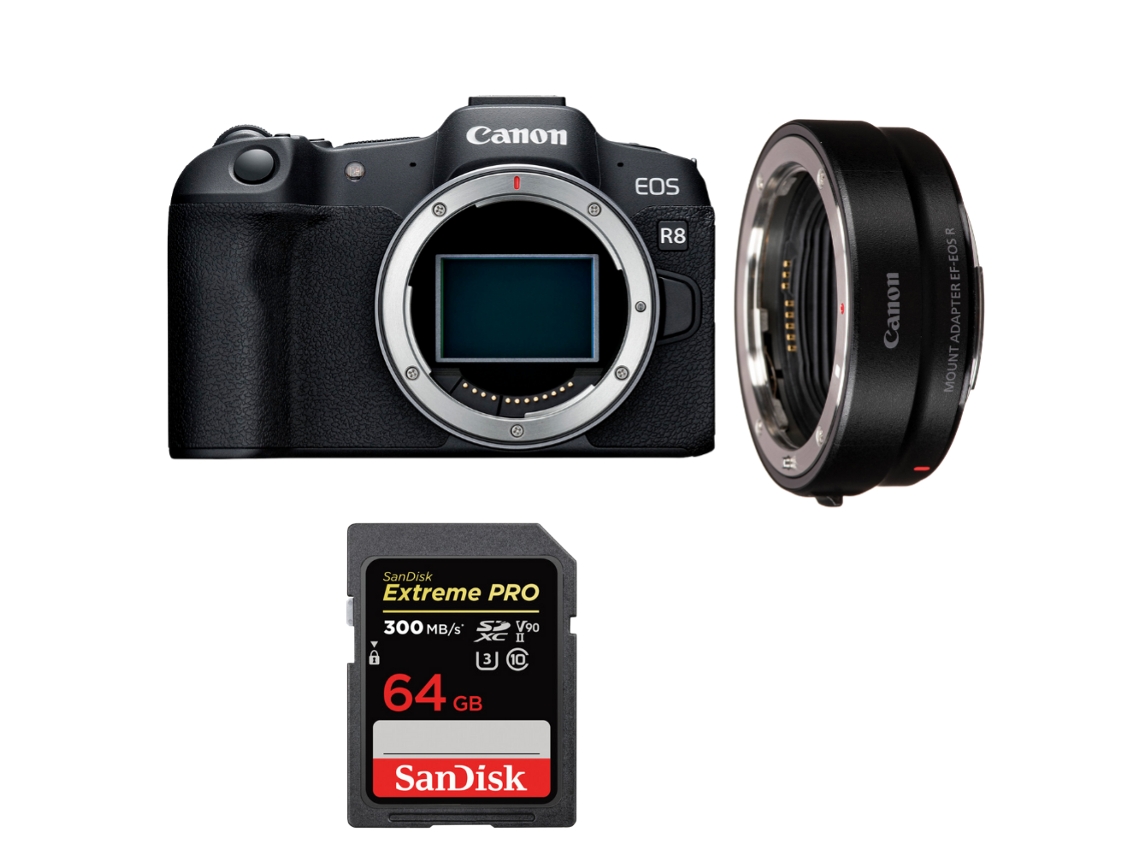 Eos R8 Corpo + Ef eos R + 1 Sandisk 64gb Uhs ii 300mb/s + Ebook “20 Dicas para Fotos Que Impressionam” CANON