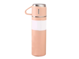 Garrafa Térmica Inox 500ml 3 Tampas Rosa Viagem