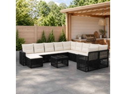 Vidaxl Conjunto De Sofá De Jardim 12 Unid. Preto E Branco Creme