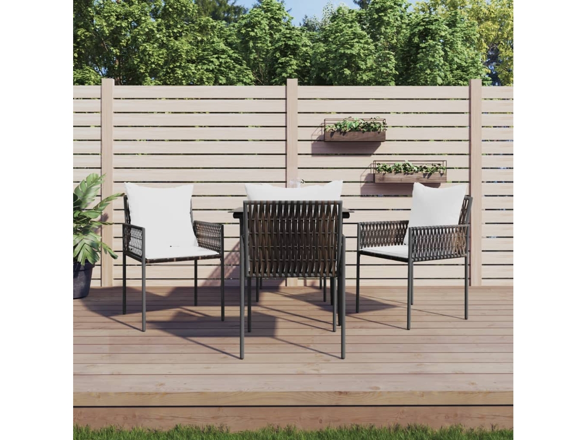 Cadeiras Jardim C/ Almofadões 4pcs 54x61x83 Cm Vime Pe Castanho Dkd Home Decor