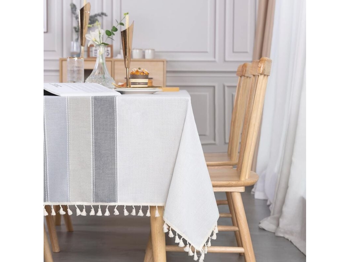 Lurelia Caminho De Mesa Retangular Algodão Linho Juta Cinza Natural Multicolor 140x220cm Lavável Macio