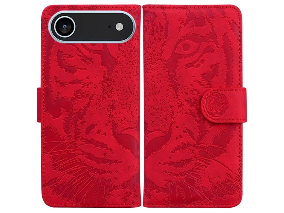 Capa De Couro Para Iphone 17 Air Com Estampa De Tigre Em Relevo.