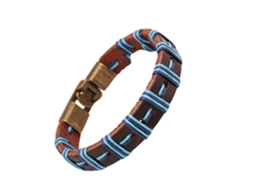 Pulseira Vintage Aliança Couro Liga Artefeita À Mão