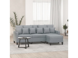 Vidaxl Sofá De 3 Lugares Com Apoio De Pés 180 Cm Tecido Cinzento-claro