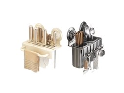 Suporte de Parede Multifuncional para Facas Cozinha com Ventosa e Organizador Pauzinhos, Cor Creme BRILVIBERA