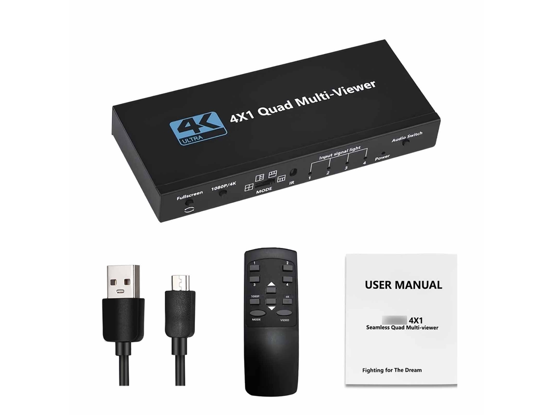 Divisor De Interface Multimídia De Alta Definição 4k 4 Entradas 1 Saída Comutador De Sinal Com Controle Remoto