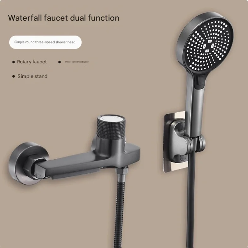 (cinza Chumbo B) Torneira Para Banheira Com Efeito Cascata E Ducha Manual, Misturador De Parede Para Chuveiro De Banheiro
