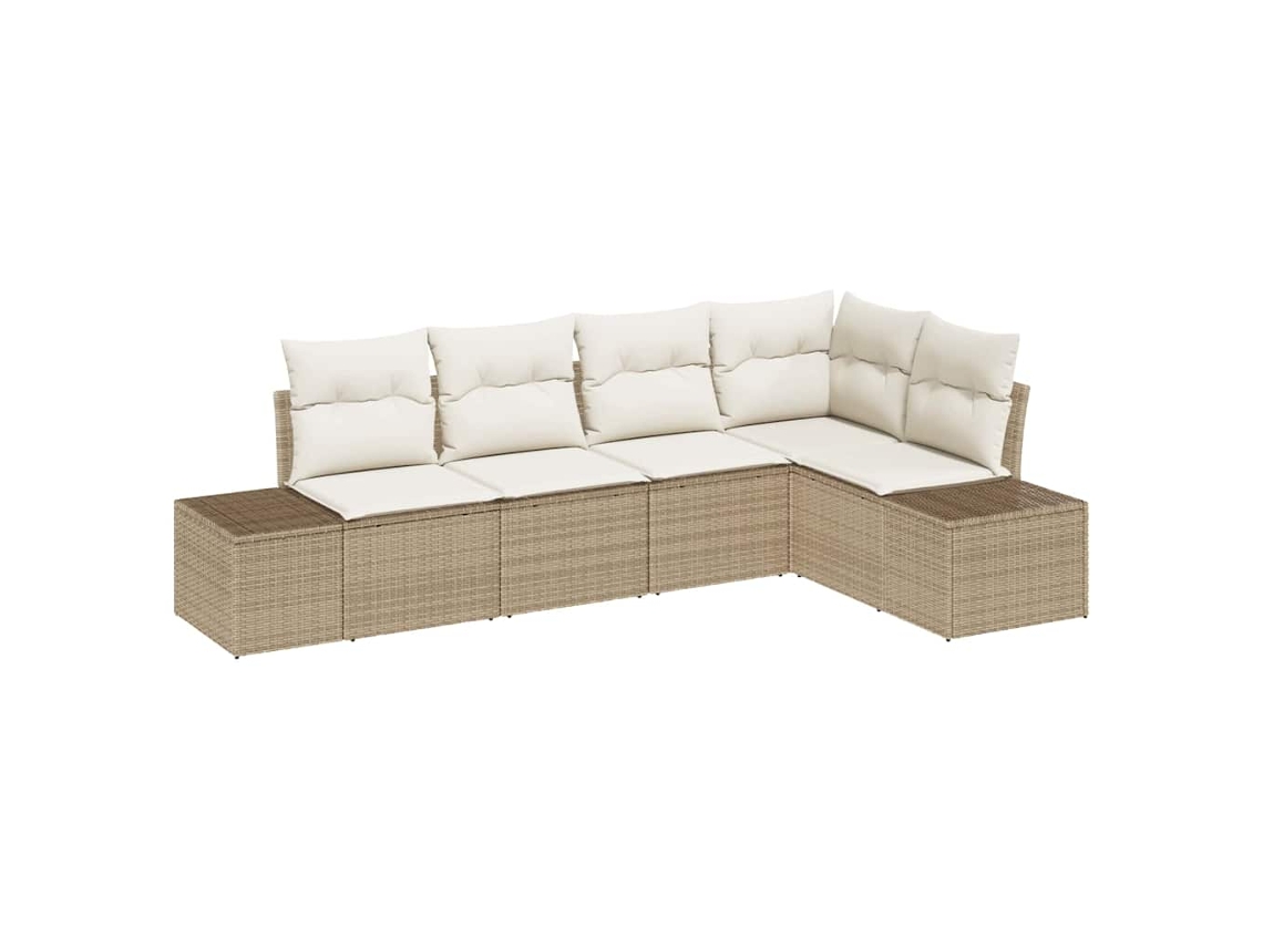Maison Exclusive - Conjunto De Sofá De Jardim 5 Unid. Bege E Creme Vime Pe