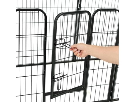 Parque para Cães  8 Painéis (Preto - 80x80cm - Aço Inóxidável)