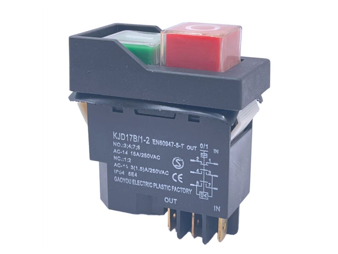 Interruptor De Botão Eletromagnético 6 Polos Kjd17 15a Ac 250v Ip55 À Prova D'água Para Equipamentos