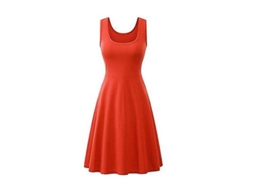 2026 vestido de Verano Mujer Sexy Sin Mangas Cuello Cuadrado Solido A line Cintura Alta Casual Rojo Talla 18 35