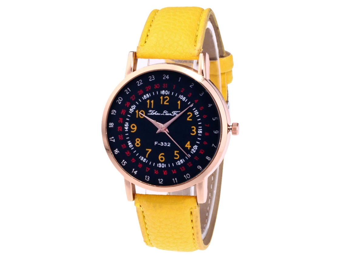 Reloj Analógico De Cuarzo Con Correa De Cuero Pu Para Hombre Zhoulianfa (amarillo)