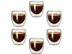 Pack 6 Copos em Vidro Duplo Térmico 80Ml para Maquina Delta Q ANTIIMPACTO!