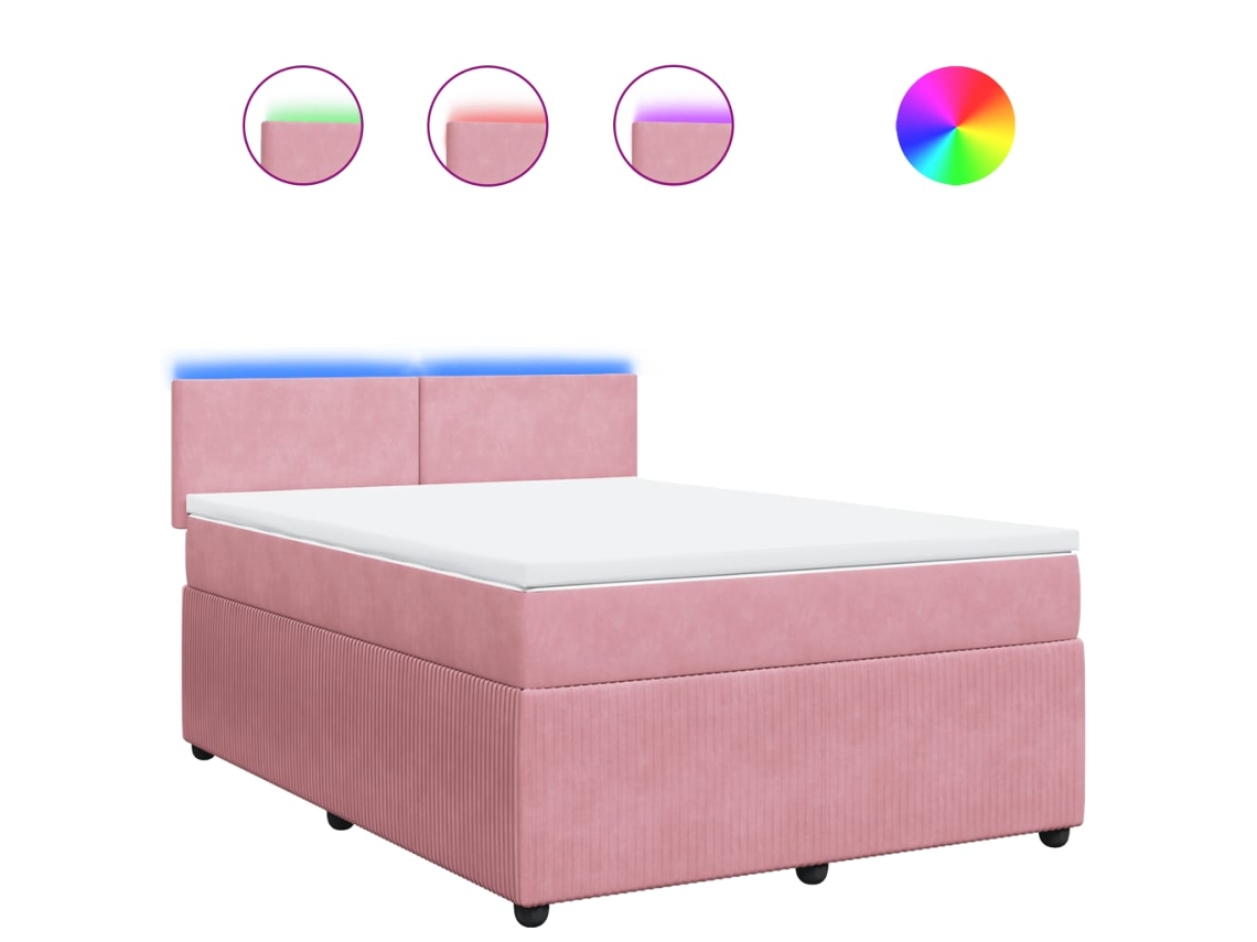 Box Spring Bed, Box Spring Beds Vidaxl Cor-de-rosa Veludo (140 X 190 Cm)
