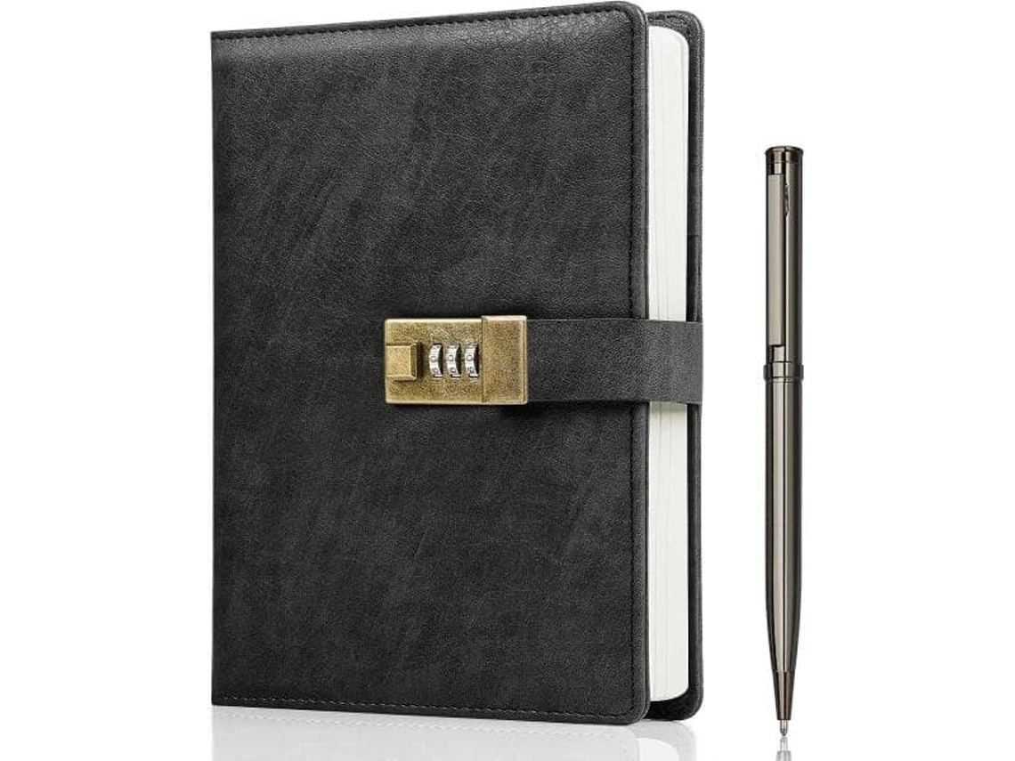 Diário Com Cadeado, Caderno A5 Em Couro Pu, 240 Páginas, Vintage Senha, Inclui Caneta, 21,8 X 14, 7
