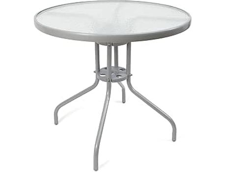 Mesa Redonda em Metal e Vidro D.80X70Cm Cor Cinza THE SECRET HOME