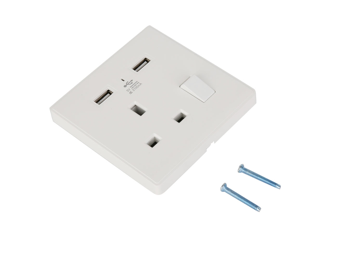 Laxiscreed Tomada De Parede Uk Com Usb, Led Indicador E Saída De 2100ma Para Carregamento Rápido