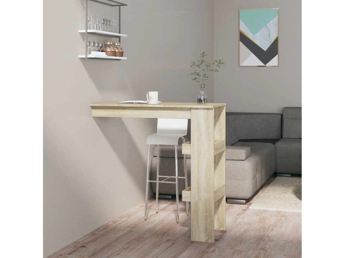 Vidaxl Mesa De Bar P/ Parede 102x45x103,5cm Derivados Madeira Carvalho