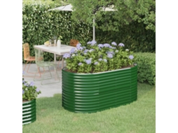 Canteiro Elevado Jardim 152x80x68 Cm Aã§o Revestido Com Pã³ Verde Dkd Home Decor