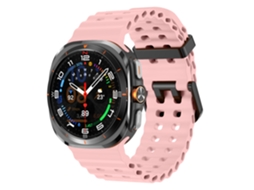Pulseira Marine Para Samsung Galaxy Watch Ultra 2/1 47mm (2026/2025/2024), Silicone, Desportiva Rosa Hexinyigjly