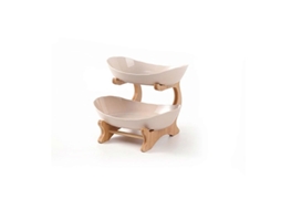Cesta De Frutas Com 2 Ou 3 Camadas, Material Pp E Madeira, Design Durável E Multifuncional Para Cozinha E Banheiro Bege
