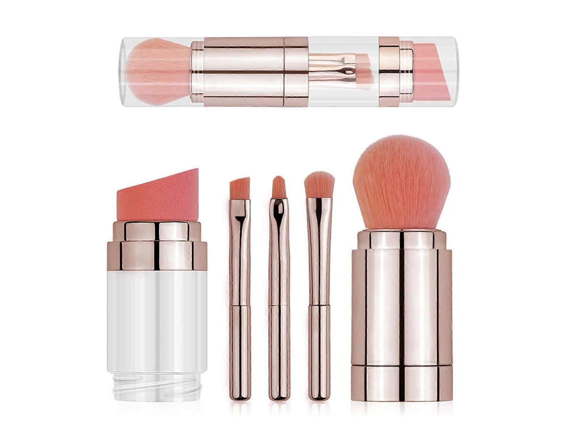 Conjunto De Pincéis De Maquiagem 5 Em 1 Para Base, Pó, Blush, Sombra E Corretivo, Pincel Multifuncional Para Líquidos, Cremes E Pós. Everley891