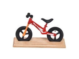 Mali bicicleta Miniatura de Metal e Madeira Composta para Decoração de Casinha de Bonecas Vermelha