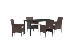 Conjunto 5 De Jantar Jardim Vidaxl Marrom Rattan Poliéster
