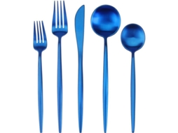 2026 set de Cubertería de 5 Piezas de Acero Inoxidable Satinado para Hogar Y Restaurante Azul