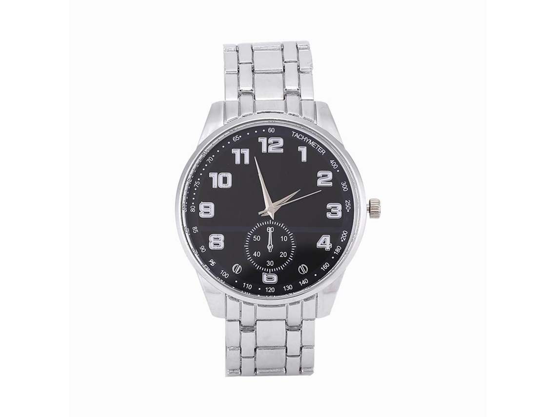 Reloj Analógico De Cuarzo Para Hombre Con Correa De Aleación Y Caja Metálica Negra