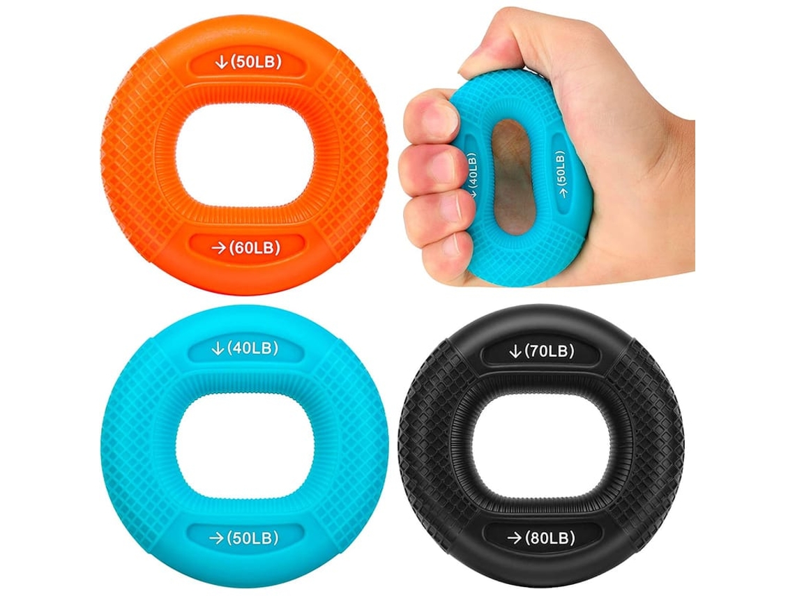 Anel De Reforço Para Exercícios De Grip, 3 Pacotes Treinador De Força De Mão Dedo Punho Antebraço Silicone