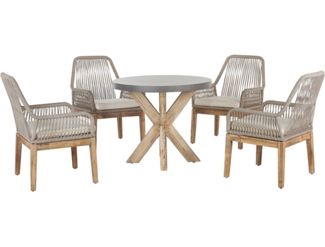 Conjunto de Jardim com Mesa BELIANI OLBIA (Cinzento- Fibra- 90x90x76 cm)