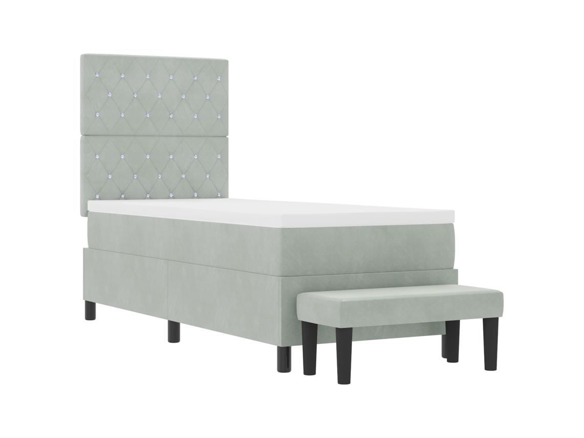 Conjunto 1 Cama Box Vidaxl Cinzento-claro Veludo (200 X 80 Cm)