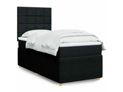 Cama Com Molas/colchão 90x190 Cm Tecido Preto