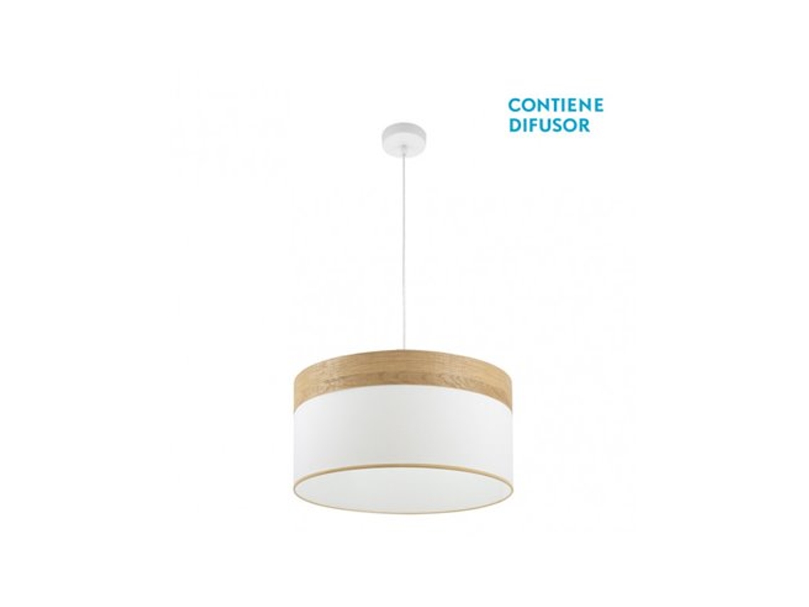Cloe Pingente 2xe27 Branco/branco Madeira Transparente Regx50x50 Cm Fabrilamp
