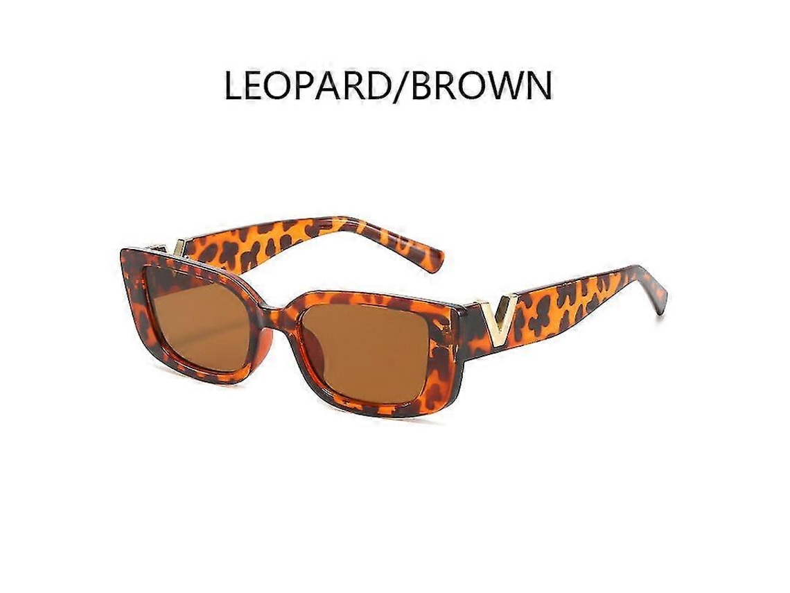Óculos De Sol Retangulares Retrô Femininos, Armação Pequena, Estilo Olho De Gato, Clássico, Preto, Quadrado, Uv400, Marrom Leopardo