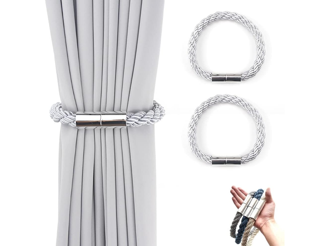 Conjunto De 2 Botões Magnéticos Para Cortina, Botão Magnético Cortina Decoração Casa E Escritório Aquaforge (prateado)