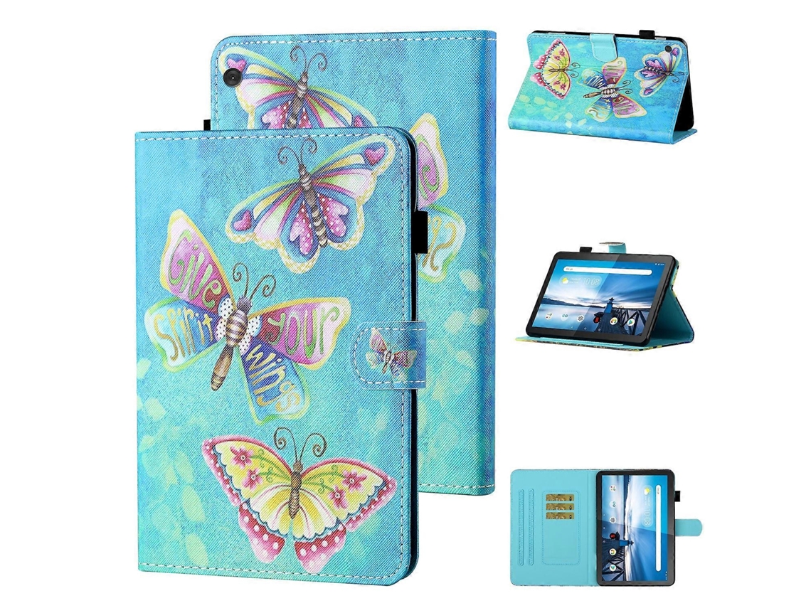 Capa De Couro Com Aba Horizontal, Estampa Colorida De Costura E Desenho Para Lenovo Tab M10 X605f / X505f, Com Suporte E Compartimento Para Cartão.