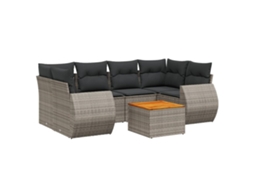 Conjunto de 7 Sofás para Jardim com Almofadões Vime Pe Cinzento MAISON EXCLUSIVE (7 pcs)