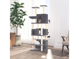 Vidaxl Árvore P/ Gatos C/ Postes Arranhadores Sisal 180cm Cinza-escuro