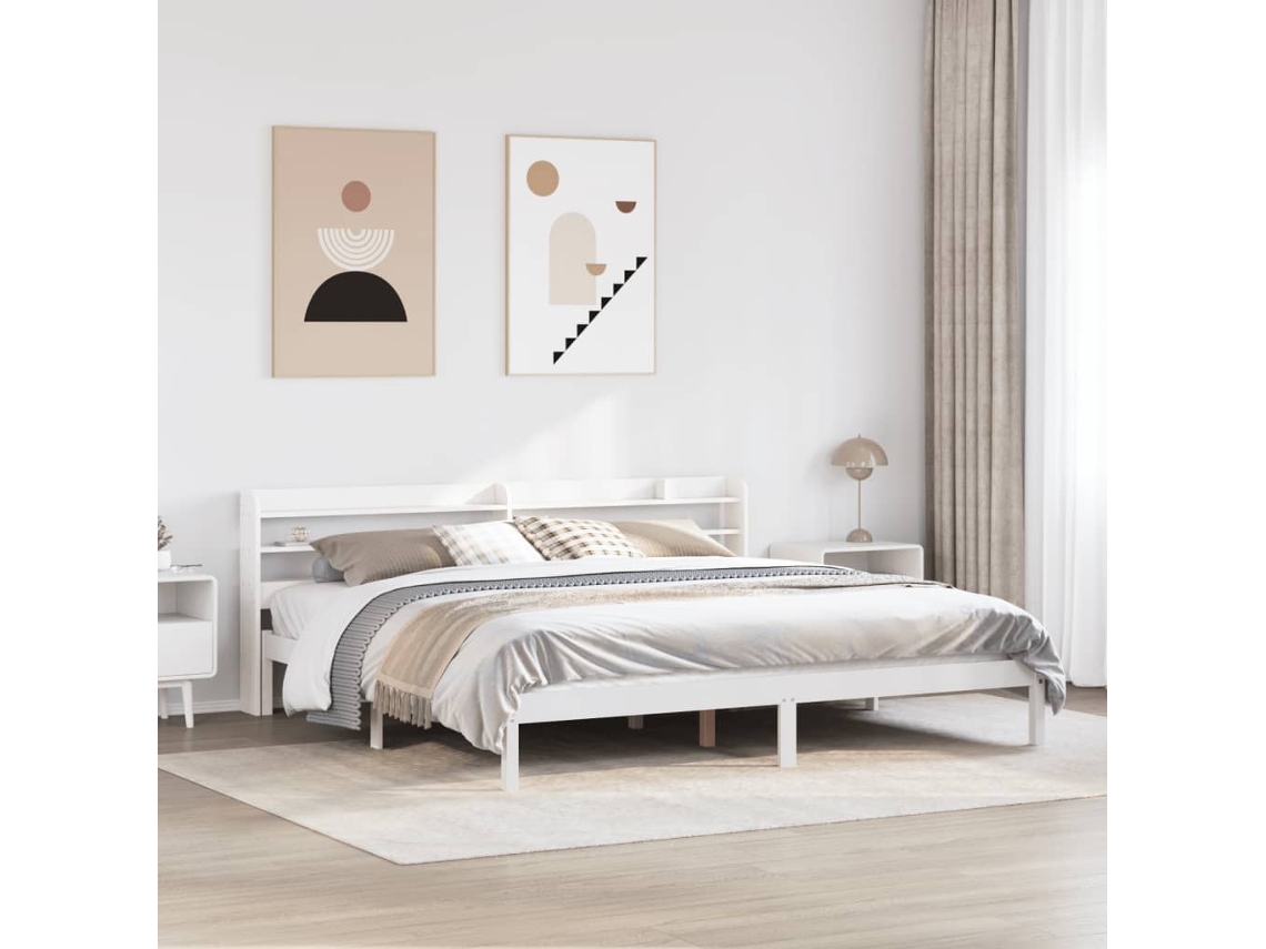 Vidaxl Cama Sem Colchão 200x200 Cm Madeira De Pinho Maciça Branco