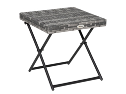 Mesa Centro Polirratã Dobrável Metal 40cm Cinza BRAVENTO