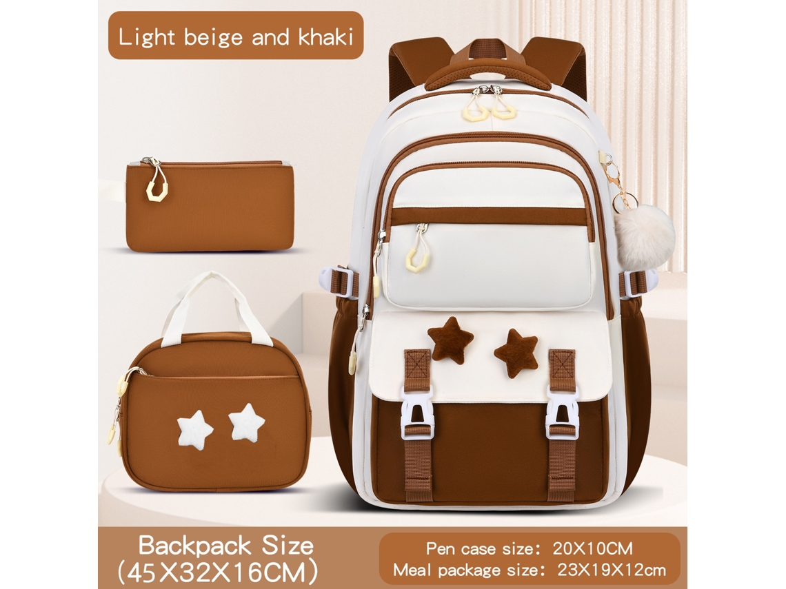 Conjunto De Mochila Escolar para Menina CUICH (marrom)