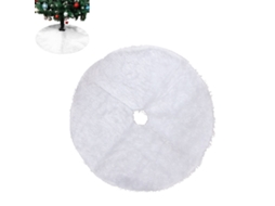 Tapete De Natal Em Formato De Árvore, Manta De Pelúcia Branca Com Estampa De Neve, 152 Cm (60 Polegadas).