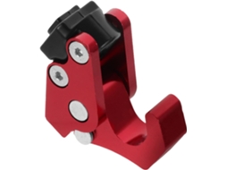 Gancho de metal vermelho para capacete de motocicleta e bagagem, fácil instalação.